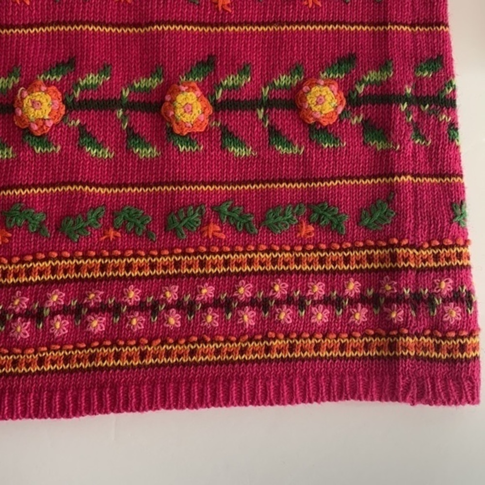 Sarah Spencer Pink Floral Embroidered Open Front Button Cardigan Large - Picture 8 of 10